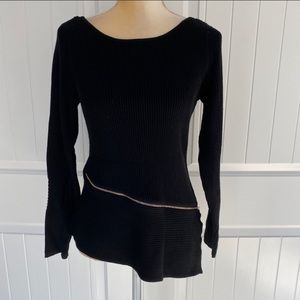 WHBM black sweater top w zipper. Size Medium.
